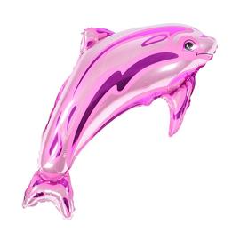 Купить Шар с клапаном (17''/43 см) Мини-фигура, Дельфин, Розовый, 5 шт.