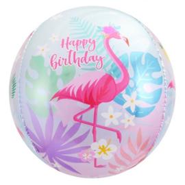 Купить Шар (24''/61 см) Сфера 3D, С Днем Рождения (фламинго)