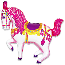 Купить Шар (15''/38 см) Мини-фигура, Цирковая лошадка, Фуше, 5 шт.