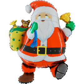 Купить Шар (30''/76 см) Фигура, Забавный Дед Мороз, Красный