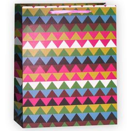 Купить Пакет подарочный, Разноцветные треугольники, 32*26*12 см