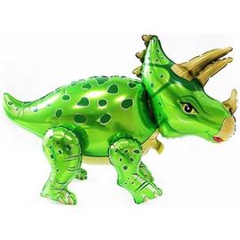 Купить Шар (36''/91 см) Ходячая Фигура, Динозавр Трицератопс, Зеленый, в упаковке