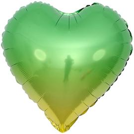 Купить Шар (18''/46 см) Сердце, Зеленый, Градиент, 5 шт.