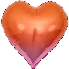 Купить Шар (18''/46 см) Сердце, Оранжевый/Розовый, Градиент, 5 шт.