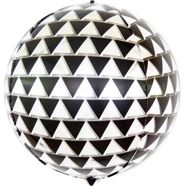 Купить Шар (24''/61 см) Сфера 3D, Геометрия треугольников, Черный/Серебро