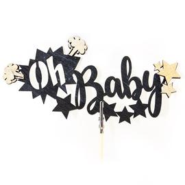 Топпер в торт, Oh, Baby (звездный взрыв), Черный/Золото, 1 шт. - Артикул: ИЛ001 Топперы Дон Баллон