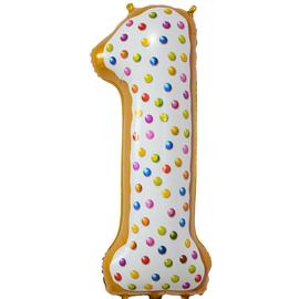 Шар (34''/86 см) Цифра, 1, Пончик, в упаковке 1 шт. - Артикул: 131081 Цифра 1 Falali
