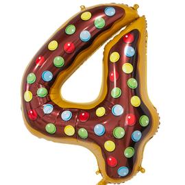 Шар (34''/86 см) Цифра, 4, Пончик, в упаковке 1 шт. - Артикул: 131084 Цифра 4 Falali