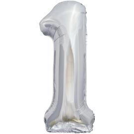 Шар (34''/86 см) Цифра, 1, ЭКО, Серебро, в упаковке 1 шт. - Артикул: 21541 Цифра 1 Falali