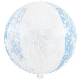 Купить Шар (22''/56 см) Сфера 3D, Снежинки, Голубой/Прозрачный