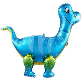 Купить Шар (25''/64 см) Ходячая Фигура, Динозавр Брахиозавр, Синий, в упаковке