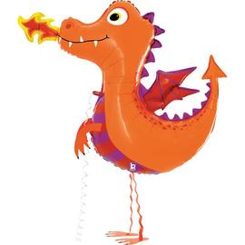 Купить Шар (41''/104 см) Ходячая Фигура, Маленький дракон, Оранжевый, в упаковке