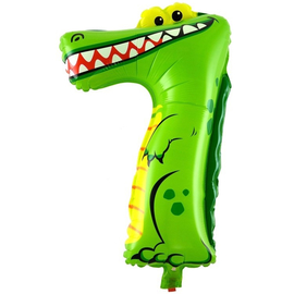 Купить Шар с клапаном (16''/41 см) Мини-цифра 7 Крокодил 5 шт.