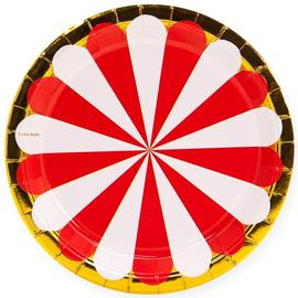 Тарелки (9''/23 см) Золотая кайма, Красный/Белый, 6 шт. - Артикул: 690070 Одноразовые тарелки Дон Баллон