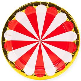 Тарелки (7''/18 см) Золотая кайма, Красный/Белый, 6 шт. - Артикул: 690071 Одноразовые тарелки Дон Баллон
