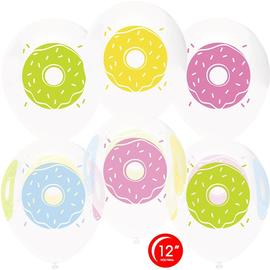 Шар (12''/30 см) Пончики, Белый (801)/Прозрачный (701), кристалл, 4 ст, 50 шт. - Артикул: 812107 Разные события Орбиталь