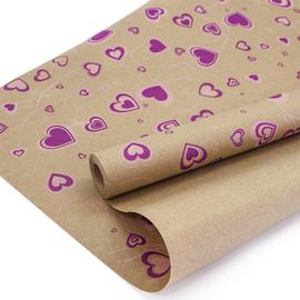 Упаковочная бумага, Крафт (0,7*9,14 м) Lamour (узорные сердца), Малиновый, 1 шт. - Артикул: 73053 Крафтовая бумага Дон Баллон