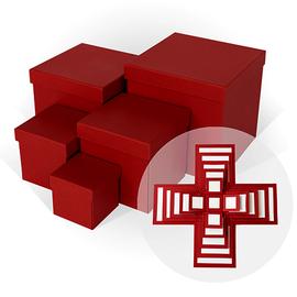 Набор коробок, Сюрприз, Текстура рогожки, Красный, 21*21*21 см, 5 шт. - Артикул: С062 Коробки для пирожных Дон Баллон