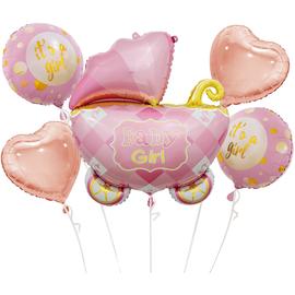 Купить Набор шаров (35''/89 см) Коляска для девочки, Розовый, 5 шт. в упак.