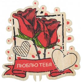Топпер Люблю Тебя (сердца и розы), Красный, 7*8 см, 5 шт. - Артикул: ПТ-32001 Топперы Дон Баллон