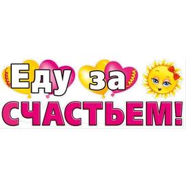 Наклейка Еду За Счастьем! (солнышко с бантиком), Розовый, 16*47 см - Артикул: 80676 Наклейки на авто ГК Горчаков