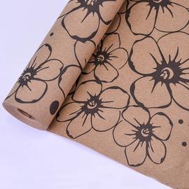 Упаковочная бумага, Крафт (0,7*7,5 м) Цветочная фантазия, Черный, 1 шт. - Артикул: 541122 Крафтовая бумага Дон Баллон