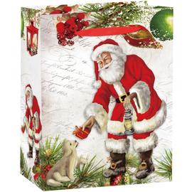 Купить Пакет подарочный, Дед Мороз, Подарок для друга, с блестками, 23*18*10 см