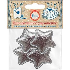 Декоративное украшение Звезда, Серебро, Металлик, 3,3*3,3 см, 4 шт. - Артикул: 82642 Аксессуары и декор Дон Баллон