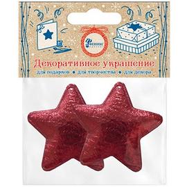 Декоративное украшение Звезда, Красный, Металлик, 5,5*5,5 см, 2 шт. - Артикул: 82640 Аксессуары и декор Дон Баллон