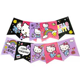 Купить Гирлянда Флажки, Hello Kitty, С Днем Рождения!, Ассорти, 300 см