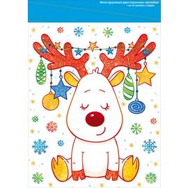 Наклейки Новогодний олень и снежинки, 16*23 см, 10 шт. - Артикул: 88449 Наклейки декоративные ГК Горчаков