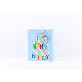 Пакет подарочный, С Днем Рождения! (торт и свечи), Голубой, 23*18*10 см - Артикул: KR-4090S4 День Рождения Дон Баллон
