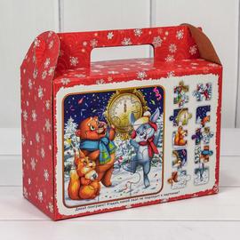 Коробка складная Чемодан, С Новым Годом! (пазлы), Красный, 23*19*10 см - Артикул: МГК2047 Коробки для пирожных Дон Баллон