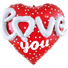 Шар (25''/64 см) Сердце, Love (признание в любви), Красный в упак. - Артикул: 20005 Летающие фигуры Falali