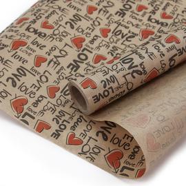 Упаковочная бумага, Крафт 40гр (0,6*10 м) Love, Матрица Признание в любви, Красный - Артикул: 5700610 Крафтовая бумага Дон Баллон
