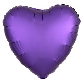 Купить Шар (18''/46 см) Сердце, Пурпурно-фиолетовый, Сатин