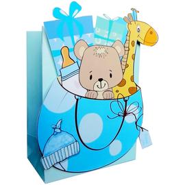 Пакет подарочный 3D, Игрушки и подарки для мальчика, Голубой, 23*18*10 см - Артикул: 1023D Пакеты для детей Дон Баллон