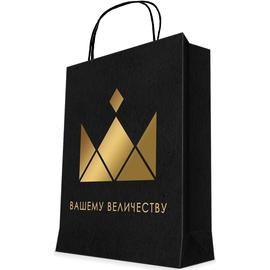 Пакет подарочный, Вашему Величеству (золотая корона), Черный, Металлик, 23*18*10 см, 1 шт. - Артикул: 83273 Пакеты прочие Дон Баллон