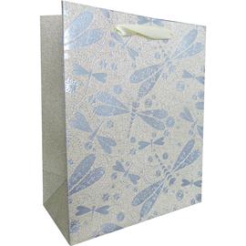 Пакет подарочный, Стрекозы, Кремовый/Серебро, 23*18*10 см, 1 шт. - Артикул: 1037-A1 Пакеты прочие Дон Баллон