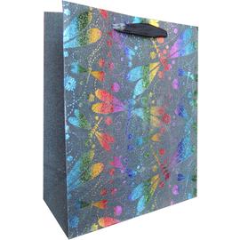 Пакет подарочный, Разноцветные стрекозы, Серый, Градиент, 23*18*10 см, 1 шт. - Артикул: 1037-C1 Пакеты прочие Дон Баллон