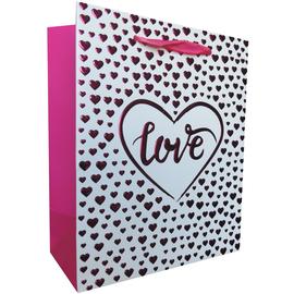 Пакет подарочный, Love, Множество сердец, Розовый, Металлик, 23*18*10 см, 1 шт. - Артикул: 1034-C1 Любовь Дон Баллон