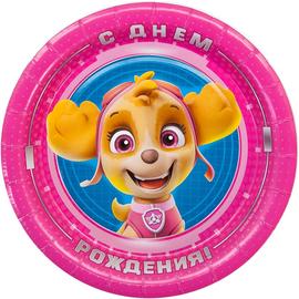 Тарелки (7''/18 см) Щенячий Патруль, С Днем Рождения!, Розовый, 6 шт. - Артикул: 501218 Одноразовые тарелки Дон Баллон
