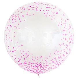 Купить Шар (20''/51 см) Сфера 3D, Deco Bubble, Розовое конфетти, Прозрачный в упак.