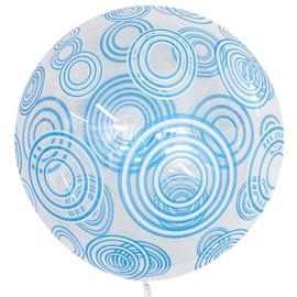 Купить Шар (20''/51 см) Сфера 3D, Deco Bubble, Голубые круги, Прозрачный в упак.