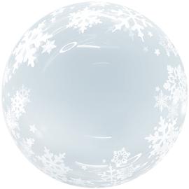 Купить Шар (18''/46 см) Сфера 3D, Deco Bubble, Снежинки, Прозрачный, 1 шт.