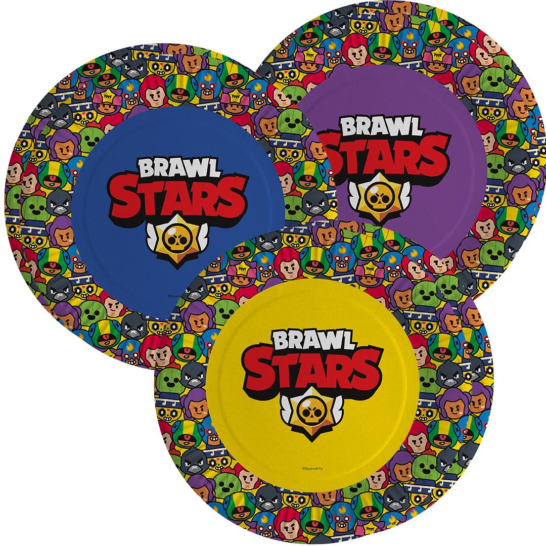 Тарелки (9''/23 см) Brawl Stars, Герои, дизайн №2, 6 шт.