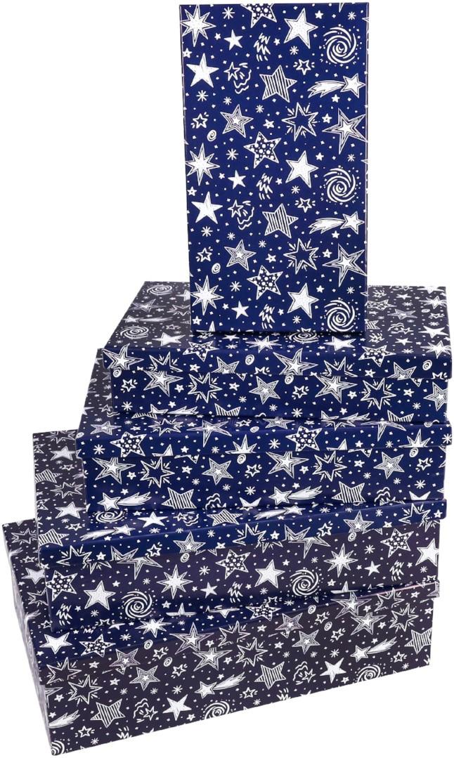 Набор коробок Звезды, Темно-синий, 30*20*8 см, 5 шт.