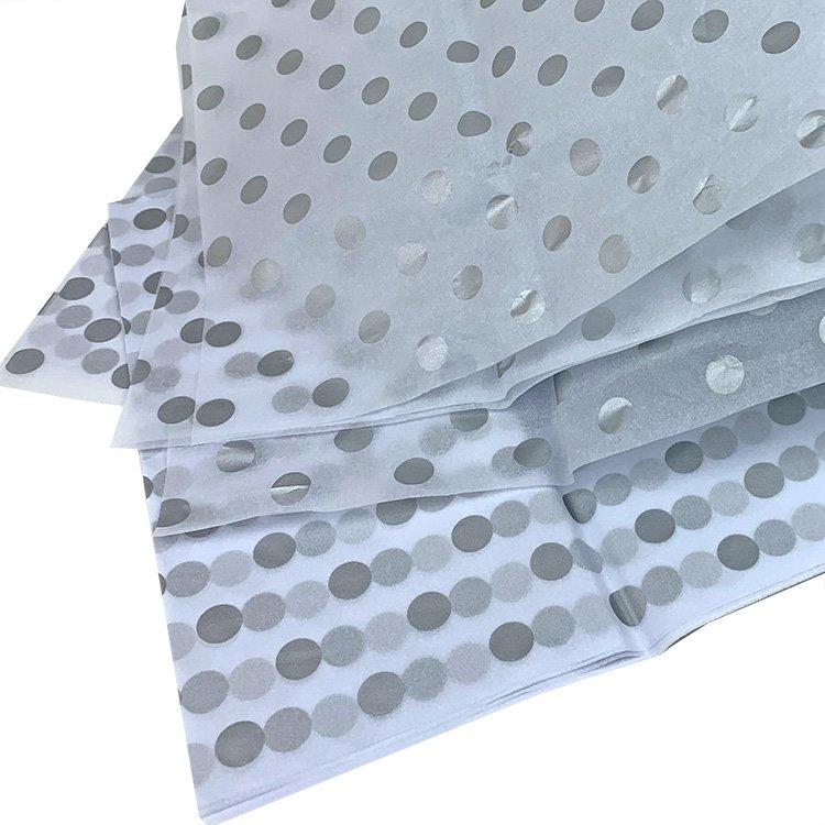 Упаковочная бумага, Тишью (0,5*0,75 м) Серебряные точки, Белый, 10 шт.