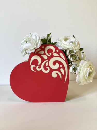 Декоративный ящик Сердце, Узор, Красный, 21*19*8 см, 1 шт.