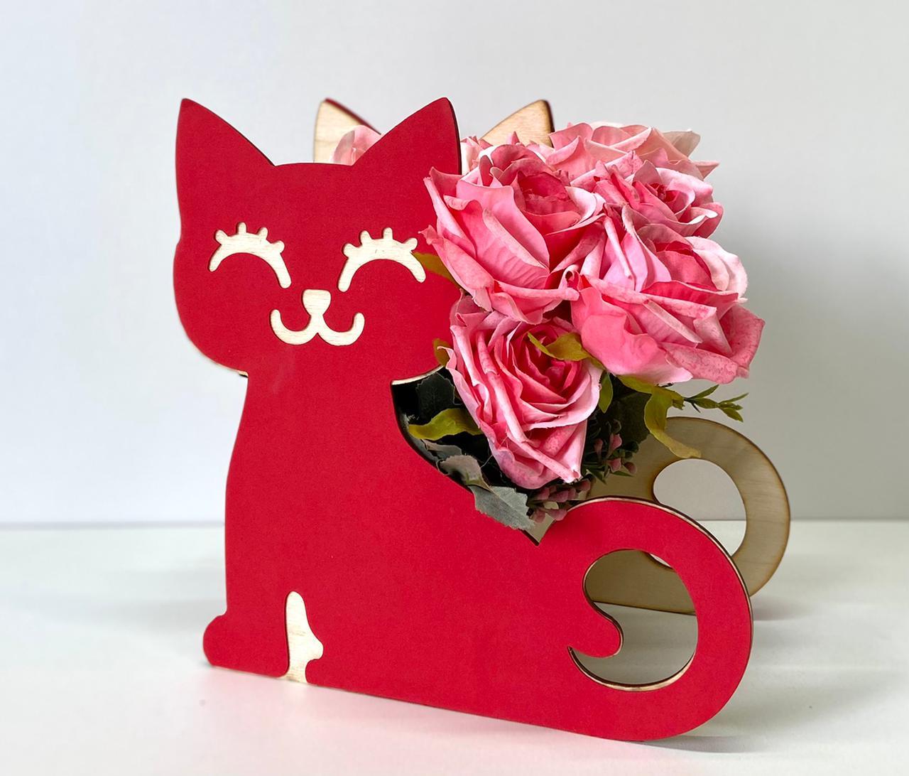 Декоративный ящик Кошечка, Красный, 21*22*12 см, 1 шт.